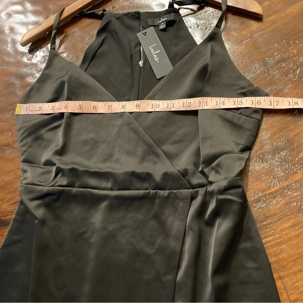 NWT Lulus Black Dress Satin Short Mini What a Stunner Size M Medium - Picture 9 of 11